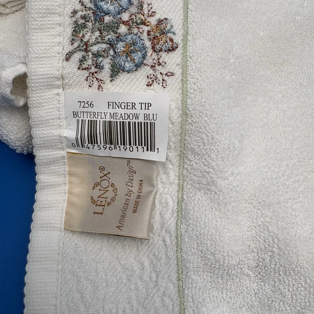 Lenox Butterfly Meadow Bath Hand Finger Tip Towel Set Of 4 Vtg EUC Tags